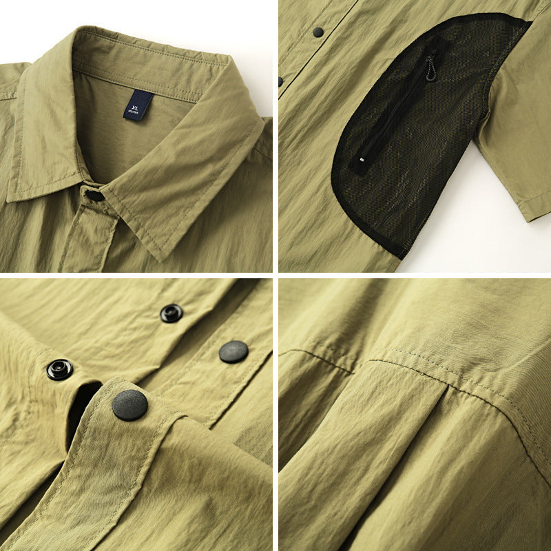 Mountain Outdoor Color Matching Short Sleeve Shirt Men's American Style